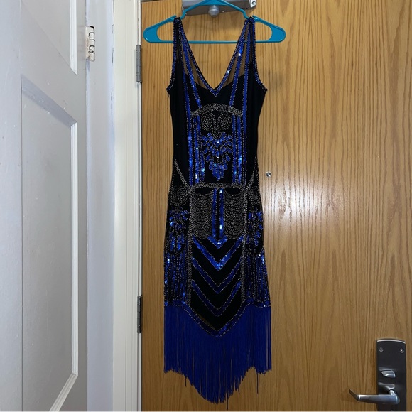 Blue and black flapper dress - Picture 3 of 3
